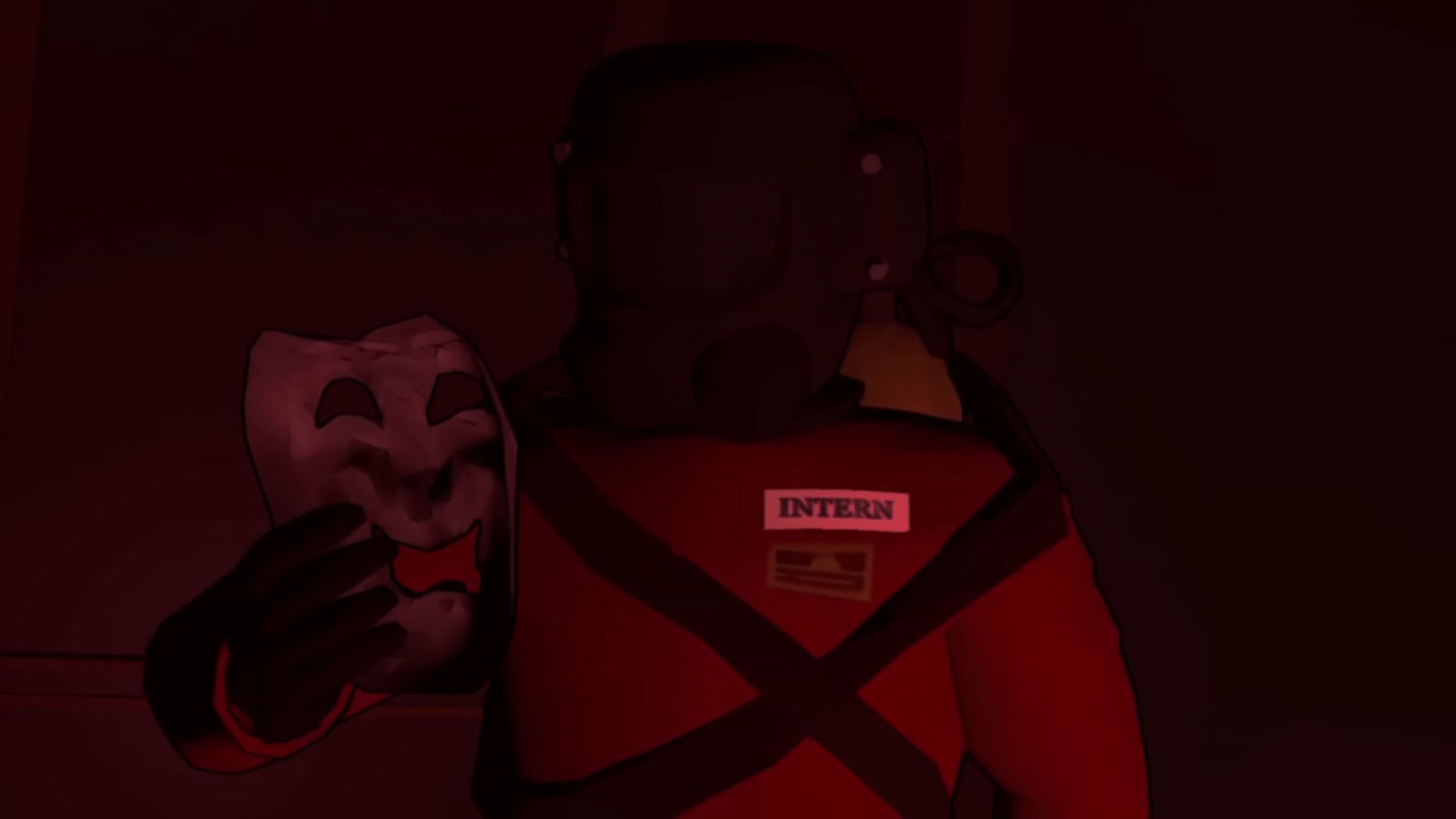 Player holding the Dramatic Mask in Lethal Company