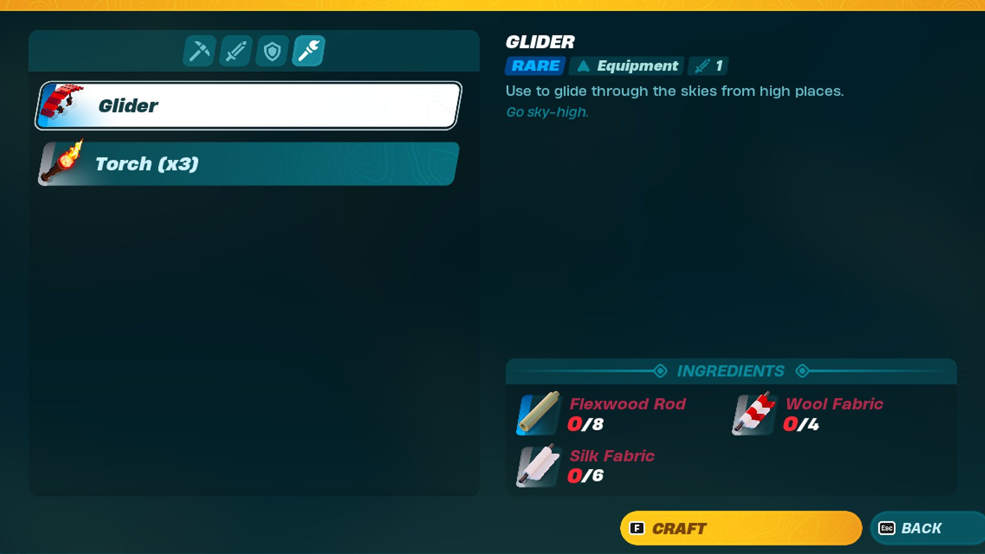 The Glider Recipe in LEGO Fortnite