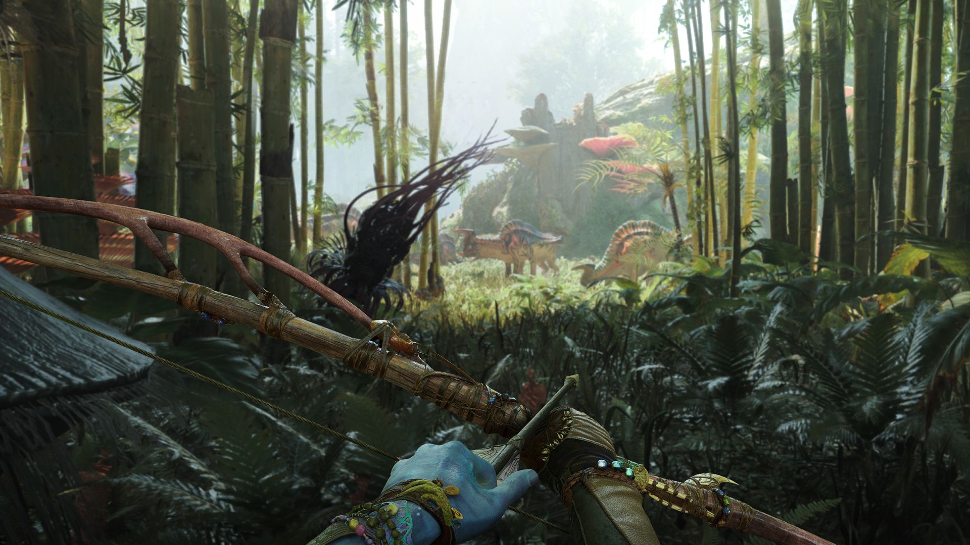 The player with a bow and arrow in Avatar: Frontiers of Pandora