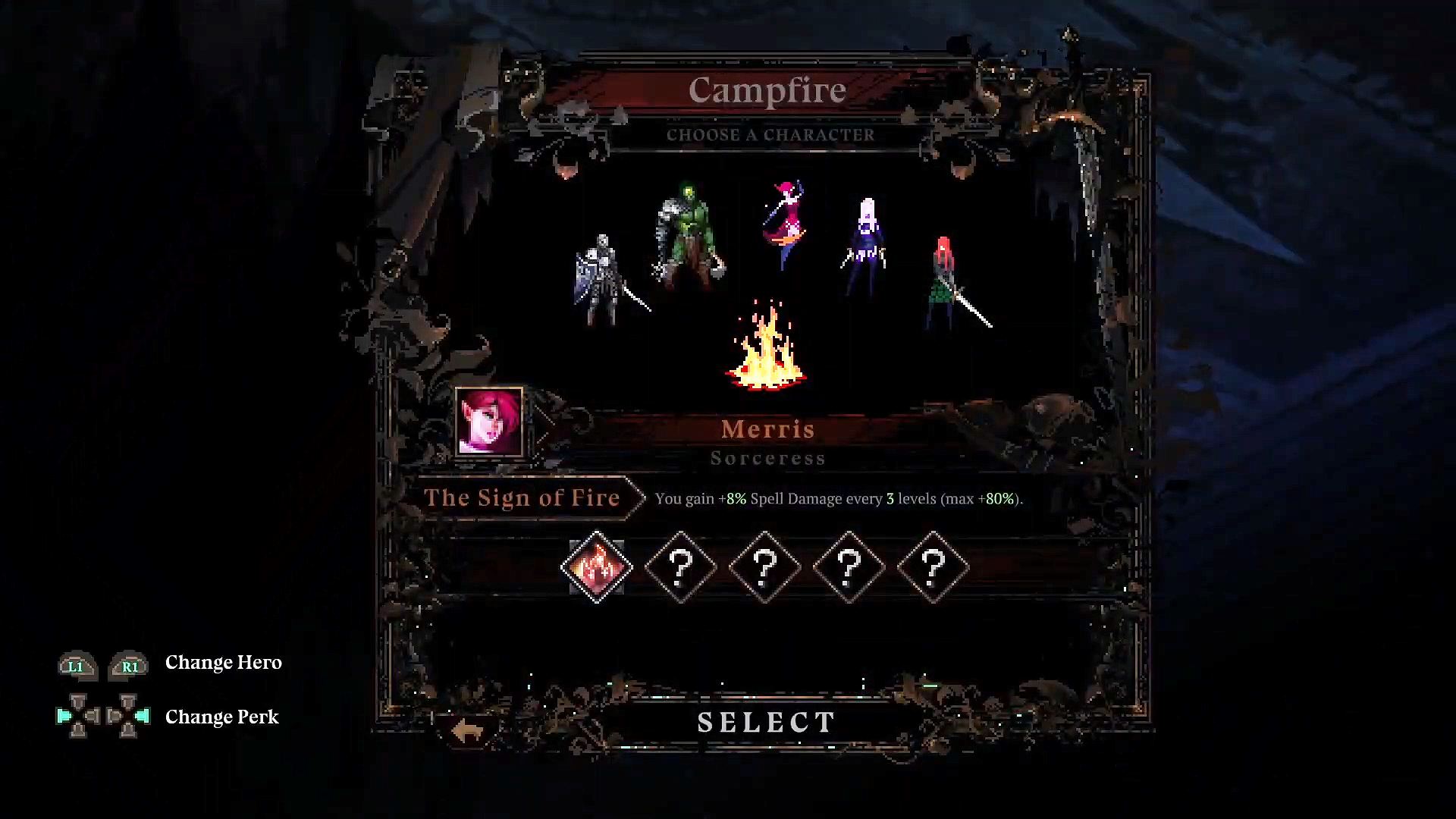 The Character selection screen in Death Must Die