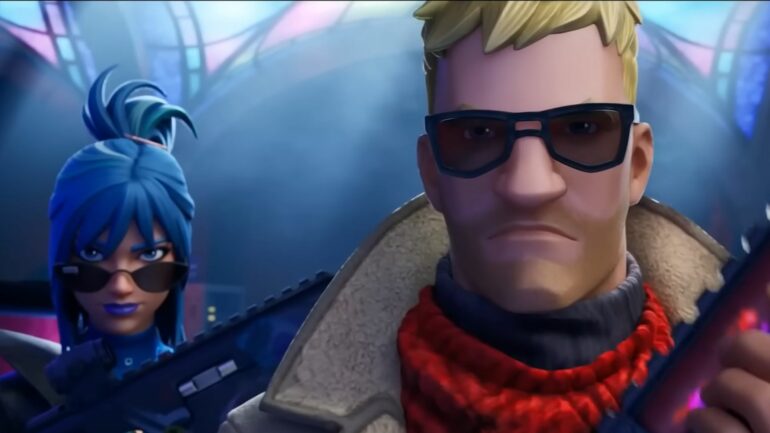 Jonesy and another character looking grumpy in Fortnite