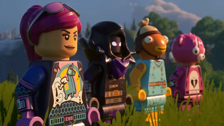 Four players in LEGO Fortnite