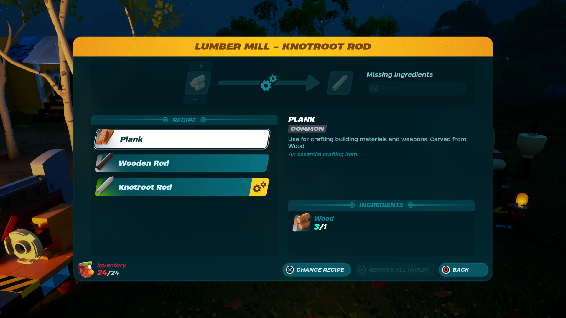 LEGO Fortnite Lumber Mill with Wood turning into Planks