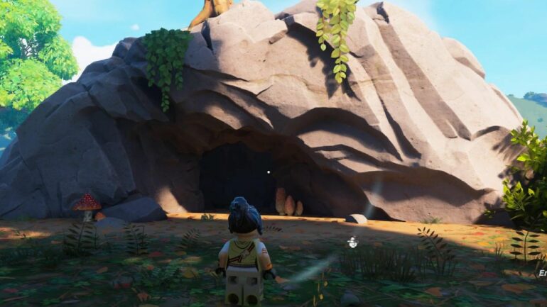 A cave in LEGO Fortnite