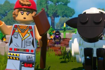 LEGO Fortnite character next to a sheep