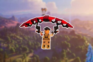 the player using a glider in LEGO Fortnite