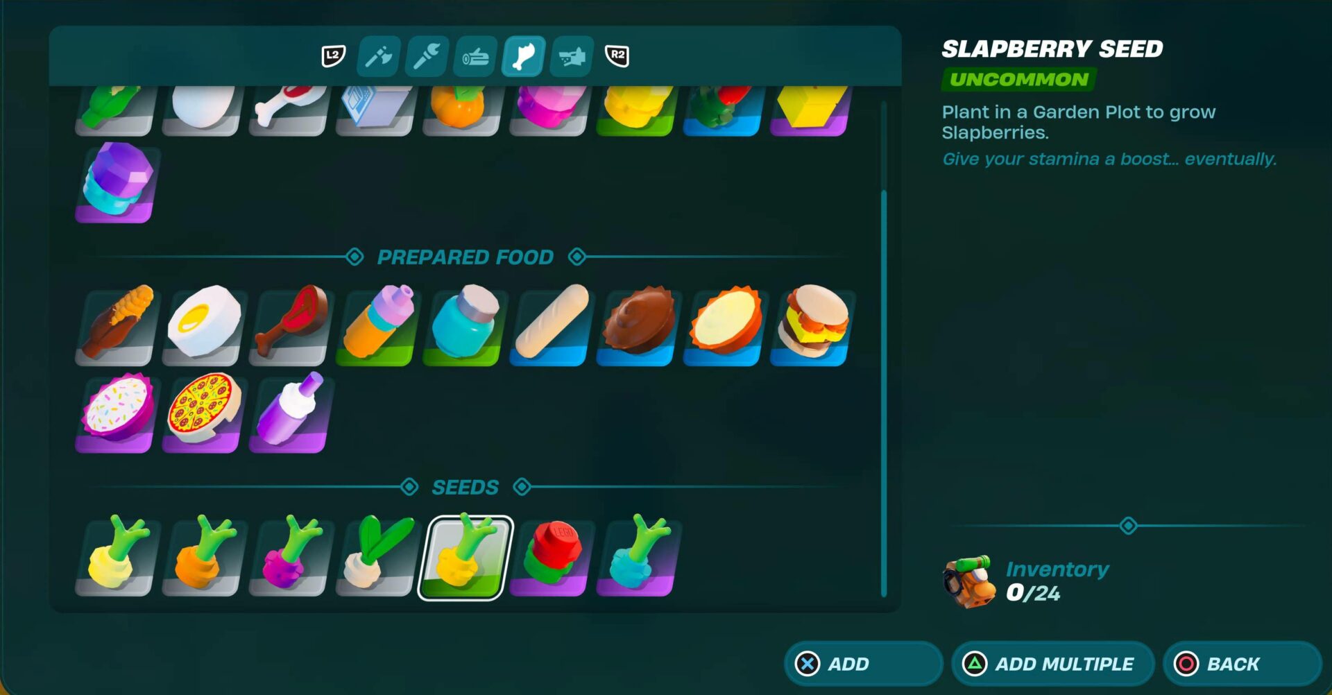 In-game Screenshot of Slapberry Seed in LEGO Fortnite