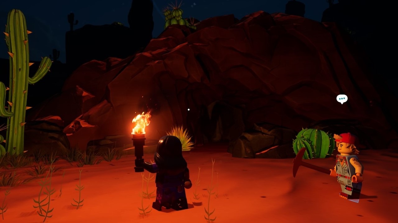 LEGO Fortnite Screenshot of a Lava Cave Entrance