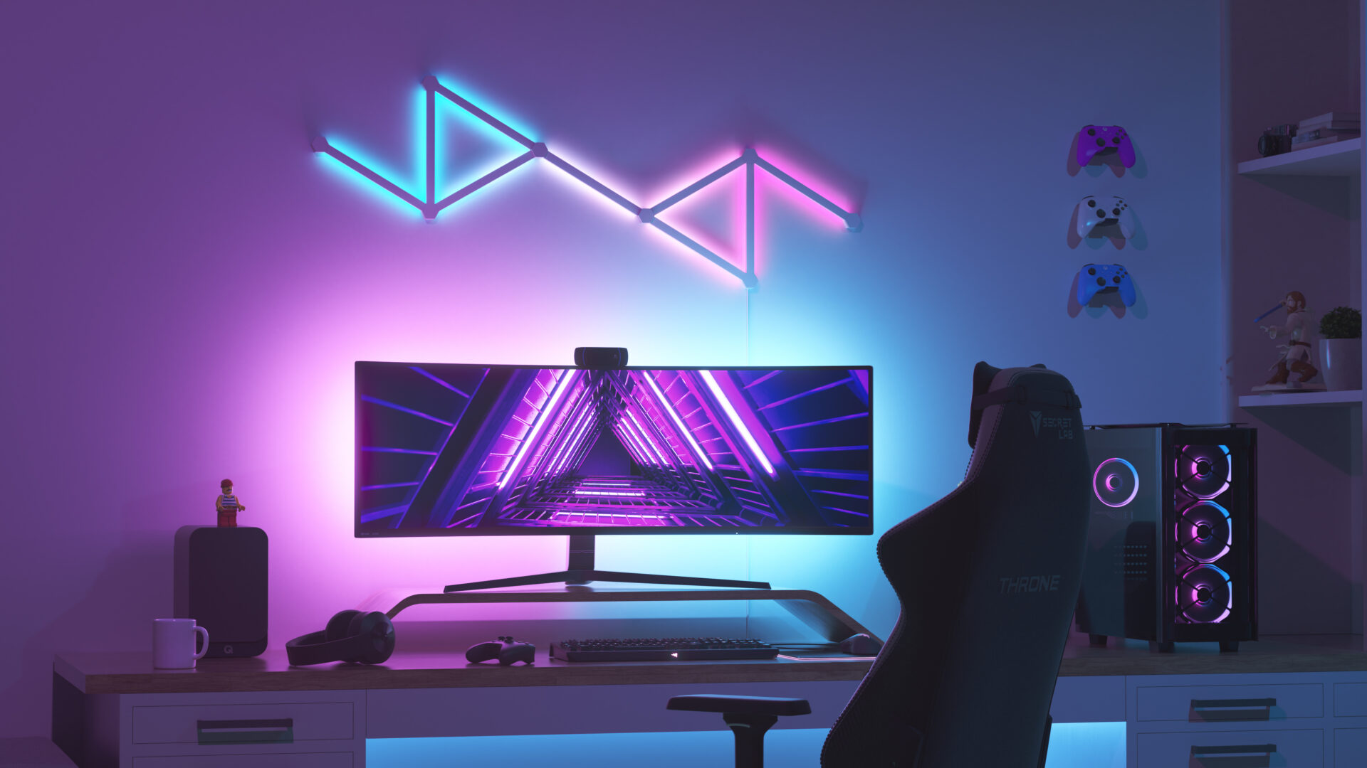 Nanoleaf Lines and Nanoleaf 4D in Gaming Setup