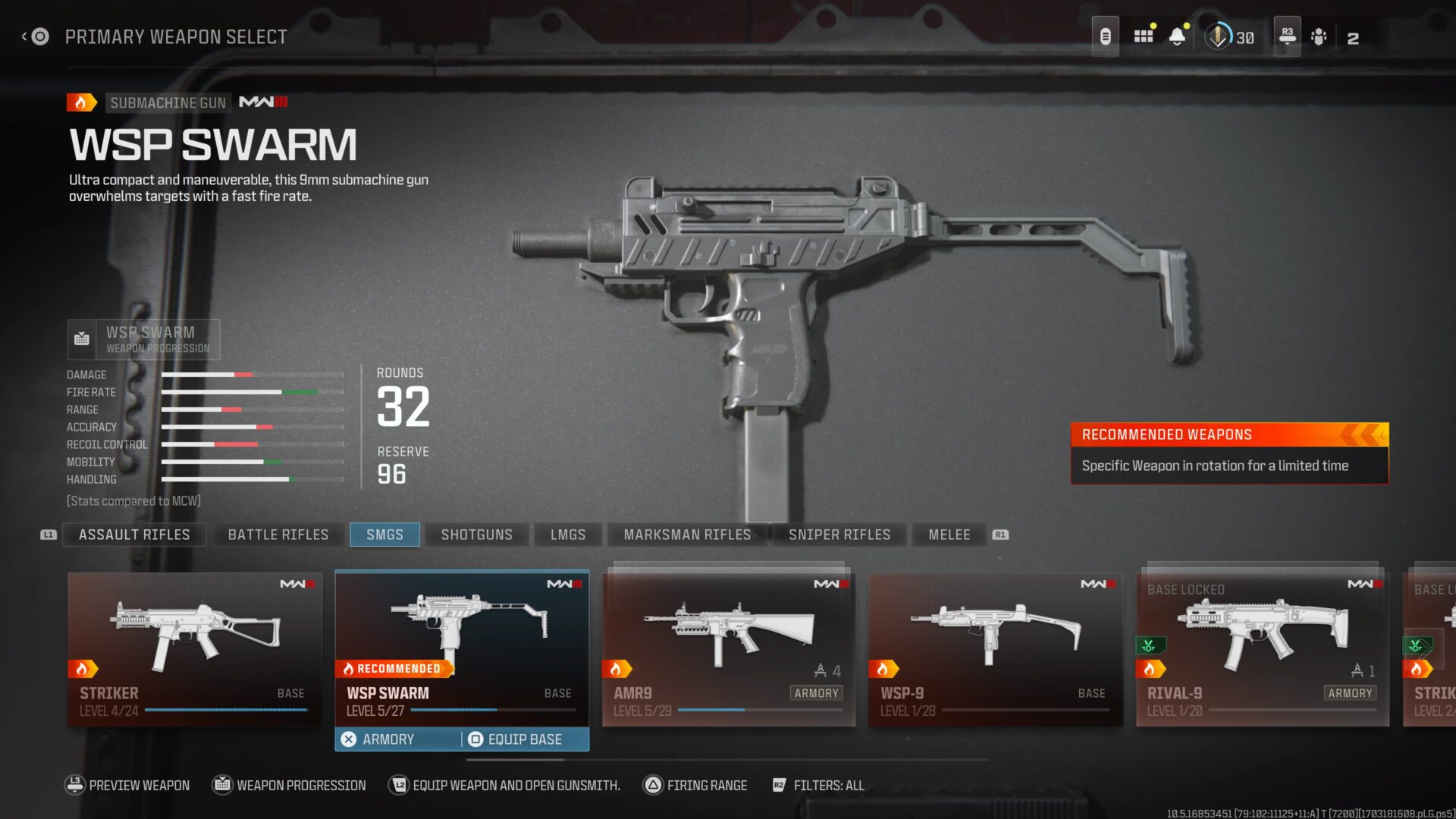 WSP Swarm Warzone In-game Loadout Gun Selection
