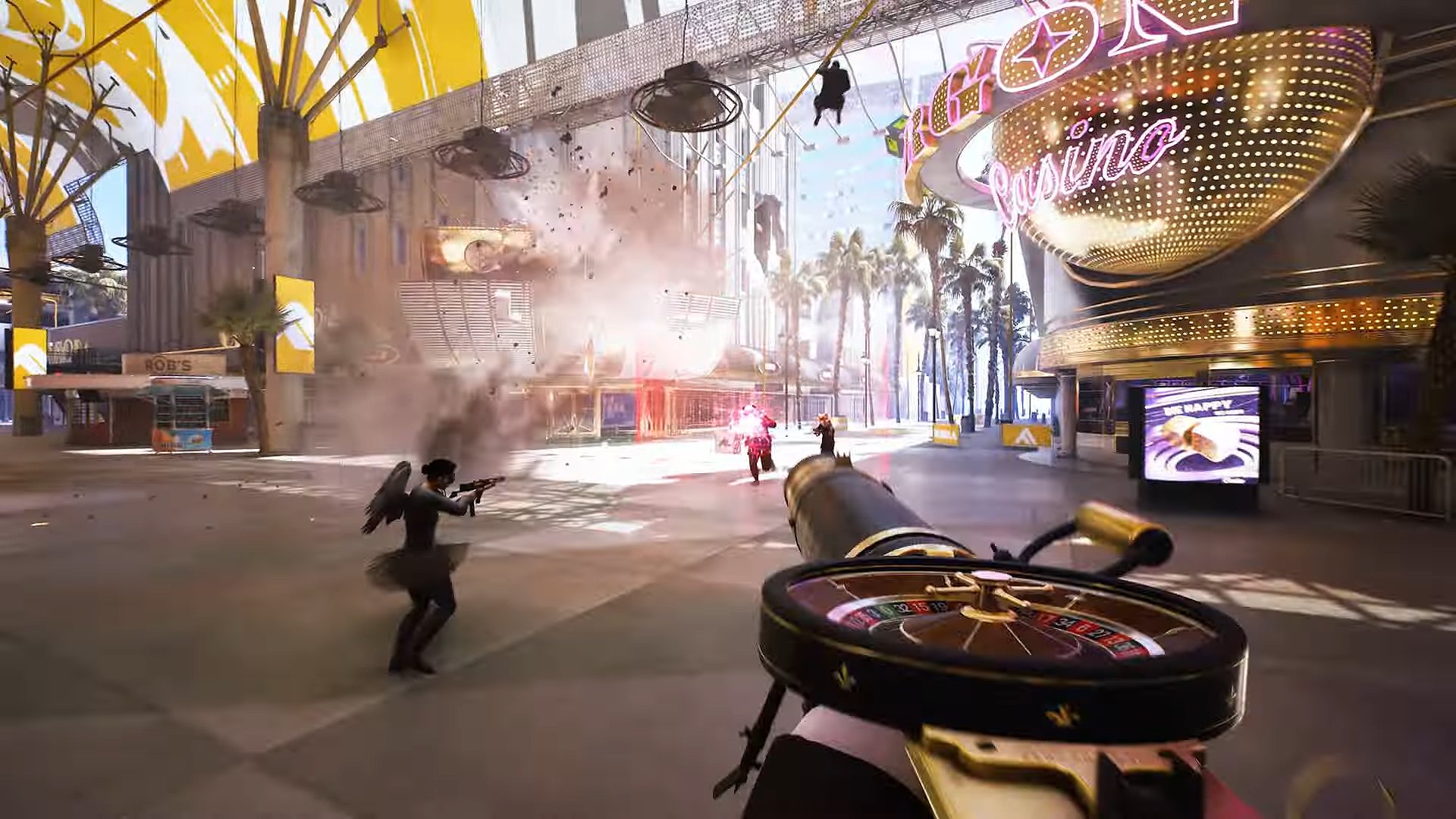 Players fighting in the Las Vegas map in The Finals