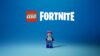 LEGO Fortnite character with the logos above them