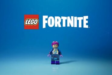 LEGO Fortnite character with the logos above them