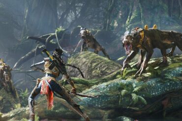 The player fighting enemies in Avatar: Frontiers of Pandora