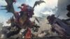 Granblue Fantasy: Relink characters fighting a dragon