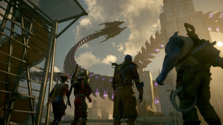 The Suicide Squad looking at a tentacle in Suicide Squad Kill the Justice League