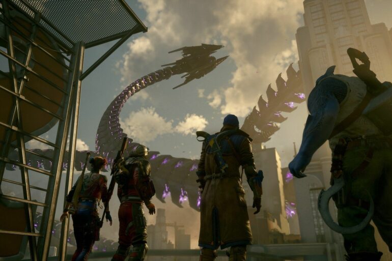 The Suicide Squad looking at a tentacle in Suicide Squad Kill the Justice League