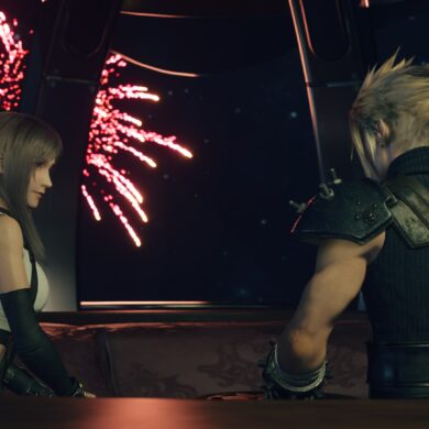 Final Fantasy 7 Rebirth Screenshot with Fireworks