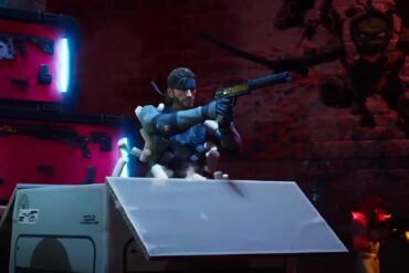 Solid Snake getting out of a box in Fornite