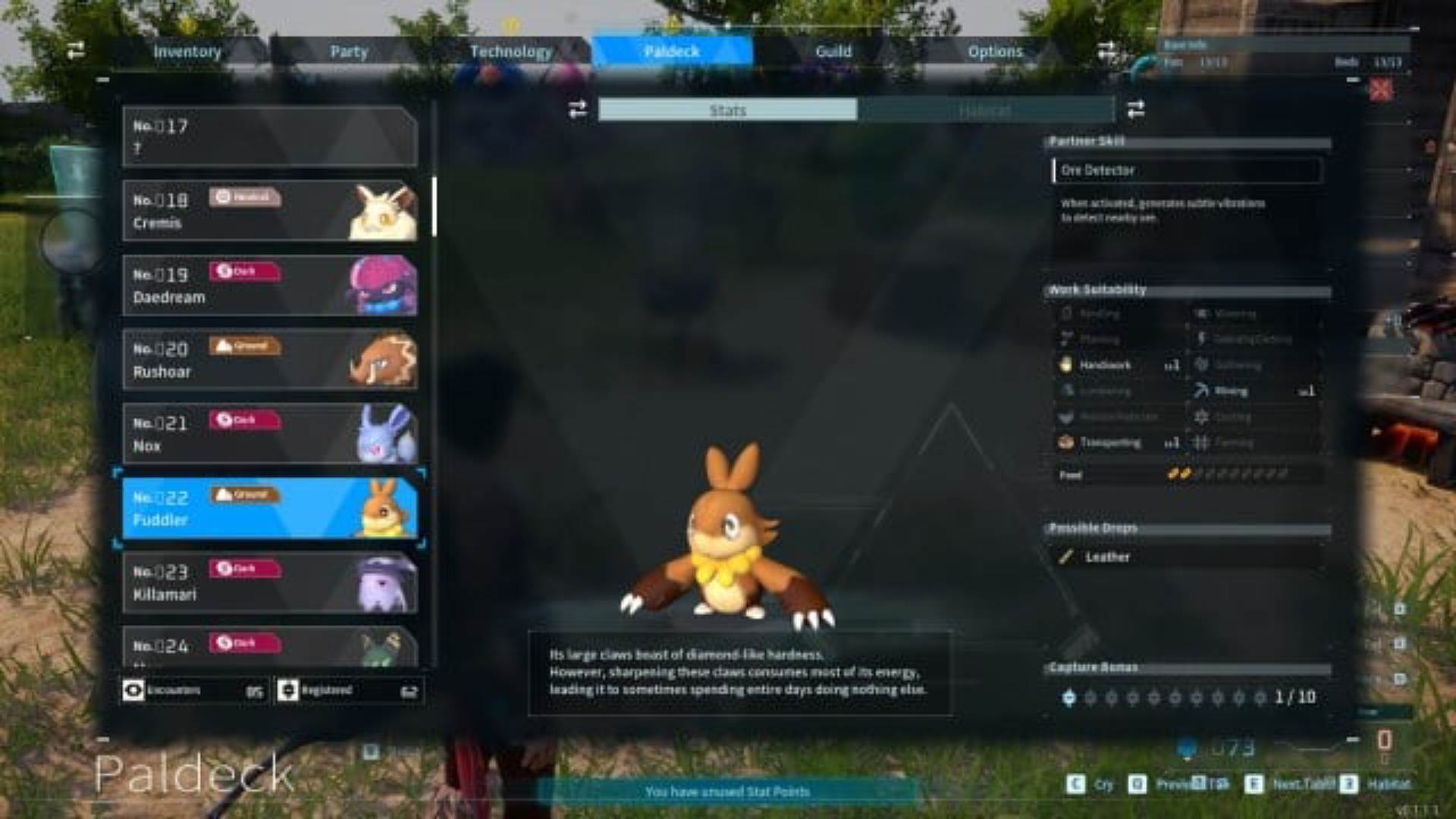 Fuddler Palworld deck menu