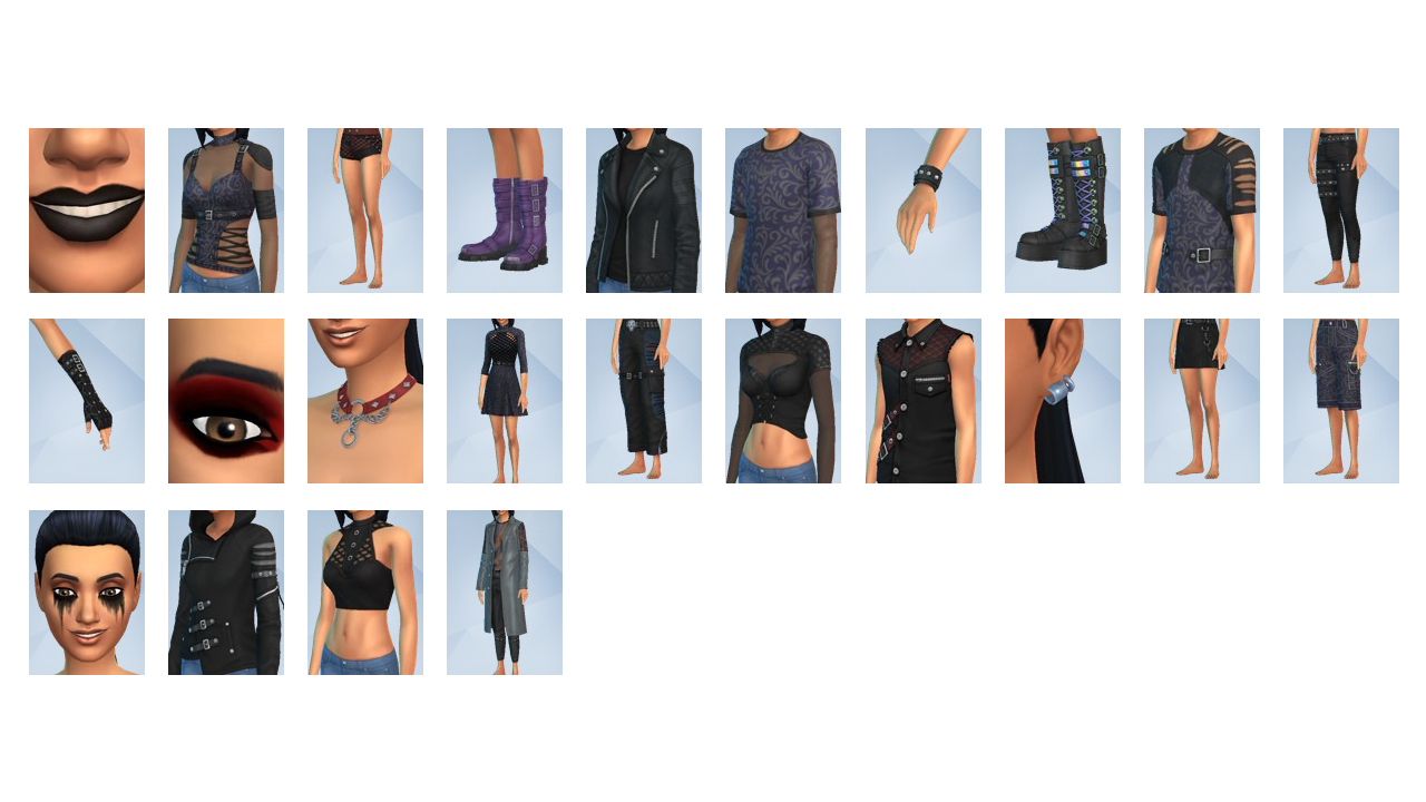 Goth Fashion Kit Items The Sims 4