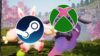 Palworld pals with the steam and xbox logo over their faces