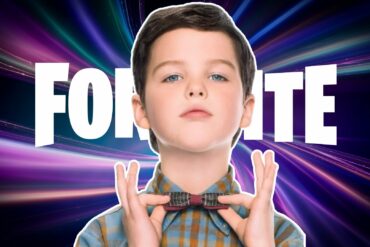 Young Sheldon with the Fortnite logo behind him