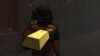 Lethal Company character holding a gold bar