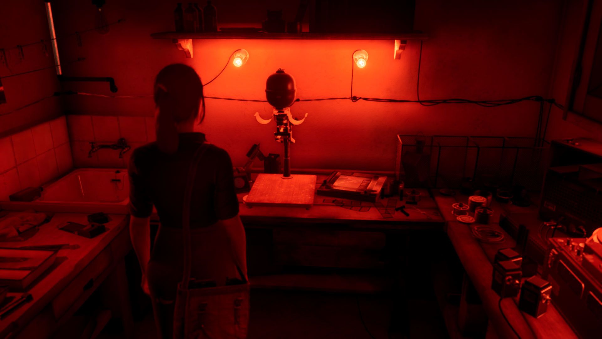 Martha is Dead protagonist looking at photos