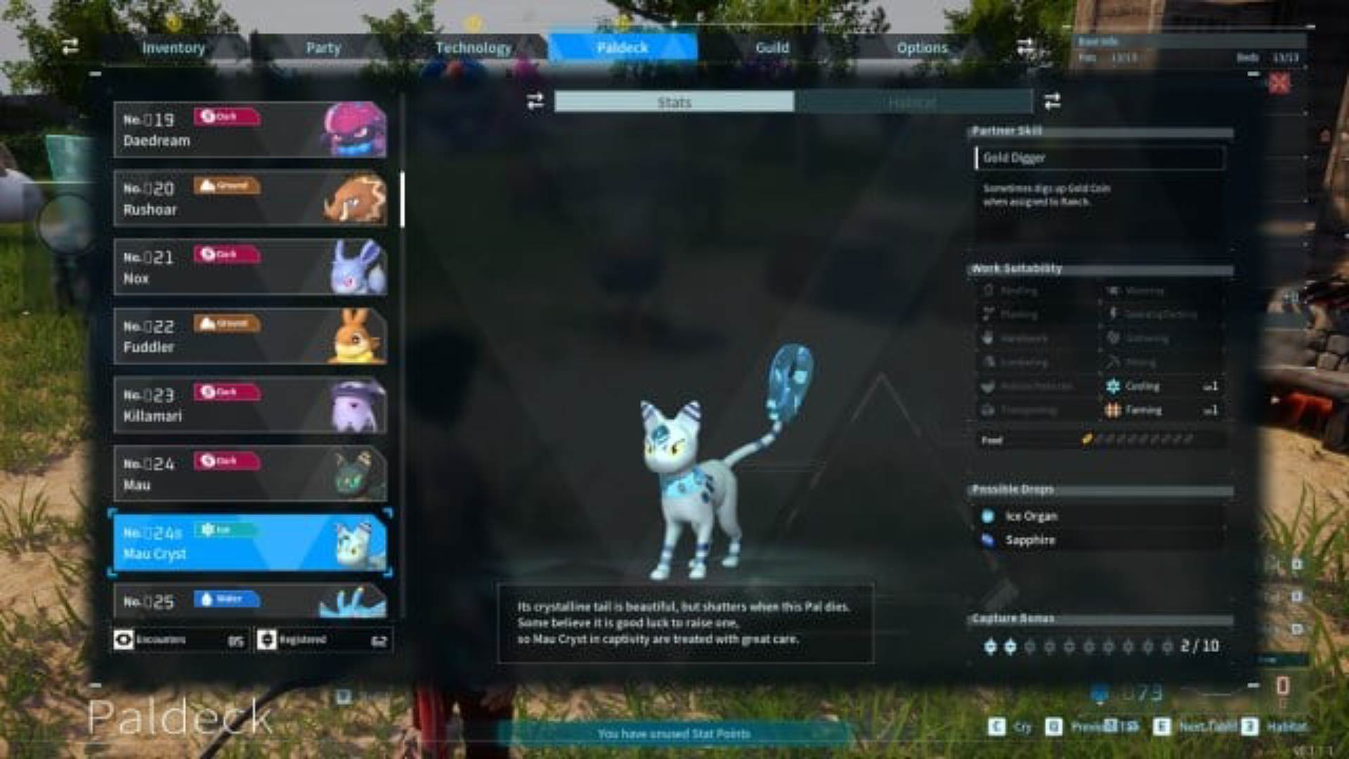 Mau Cryst Palworld deck menu