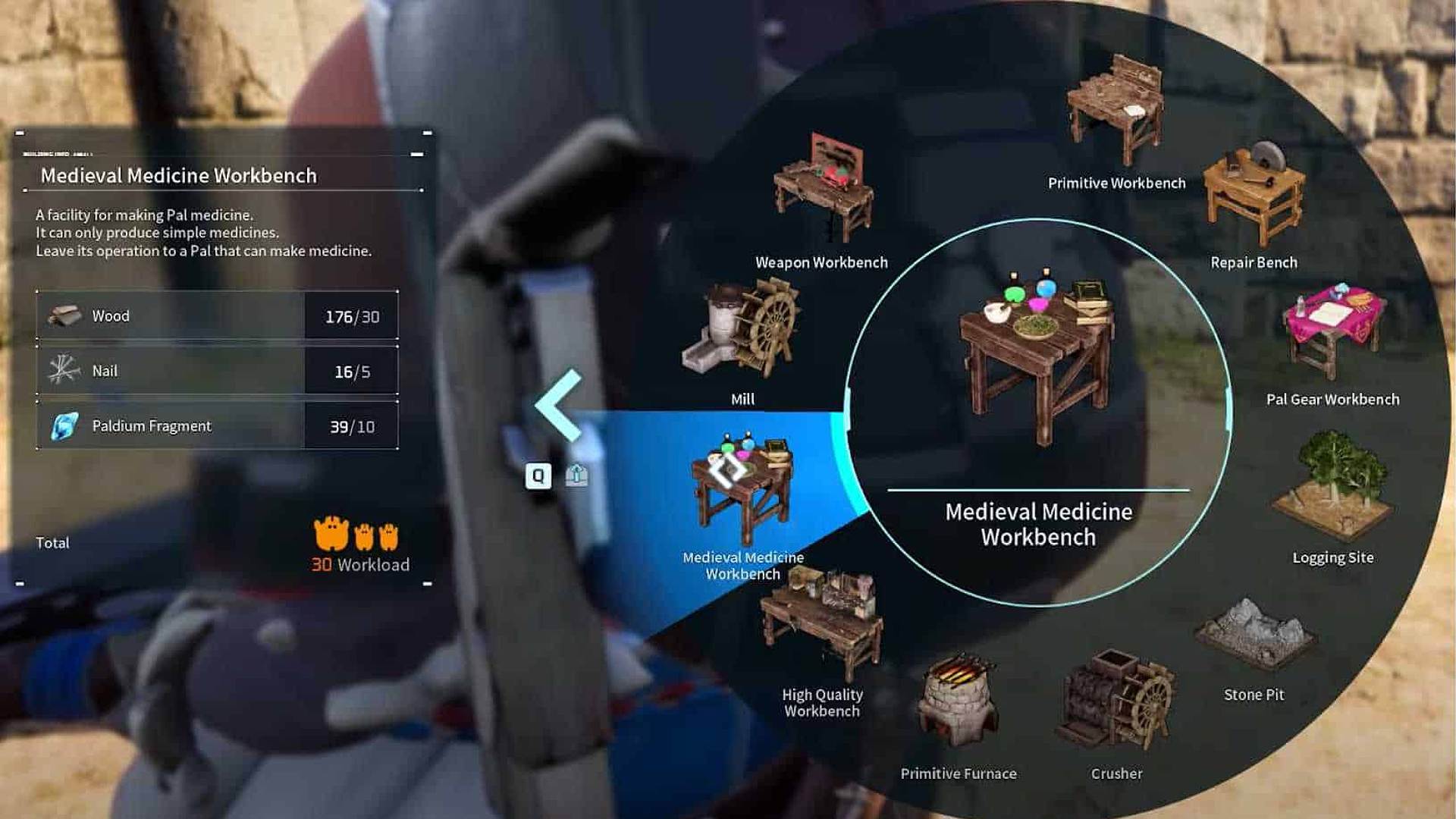 Palworld building menu