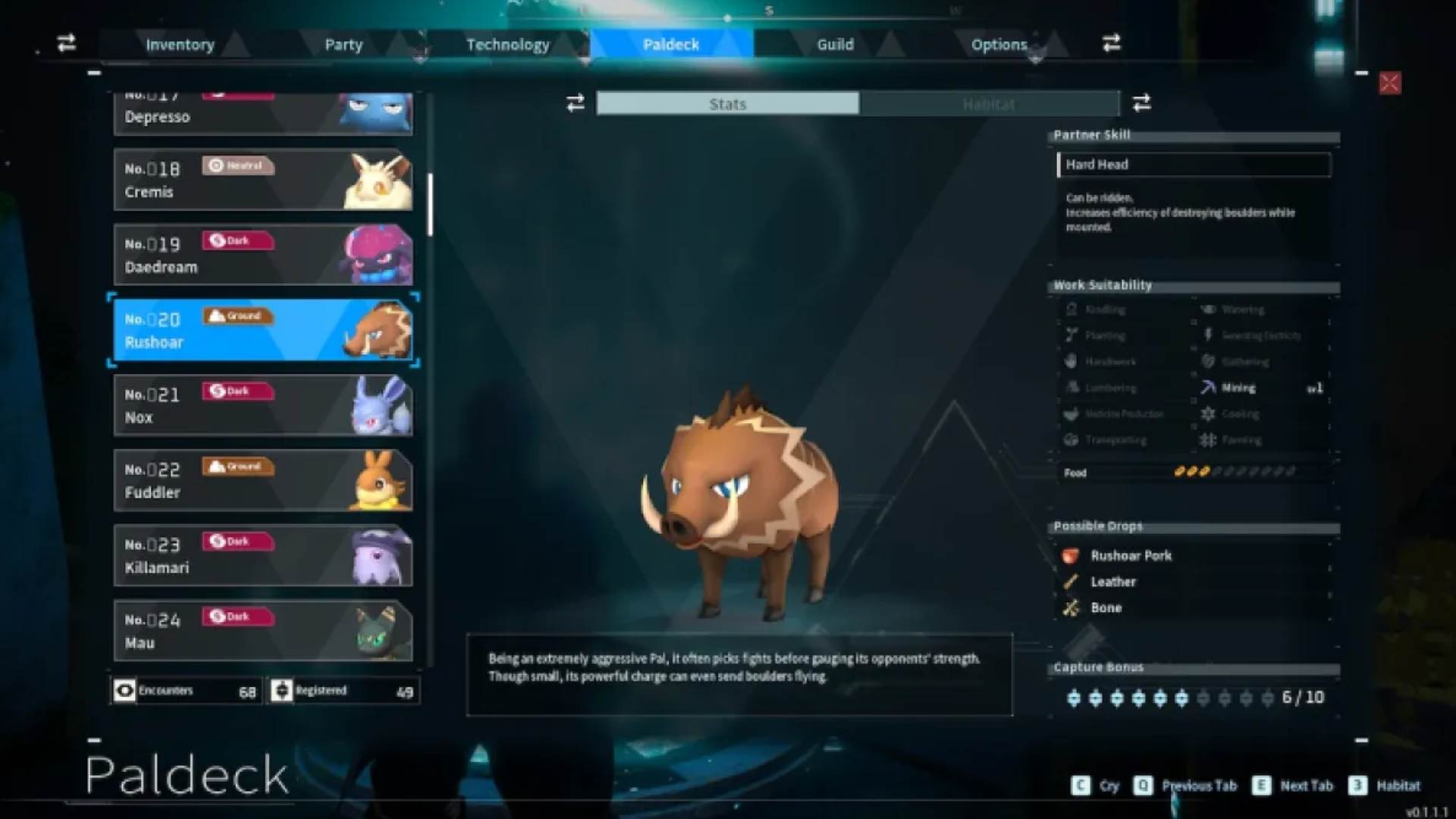 Rushoar Palworld screen