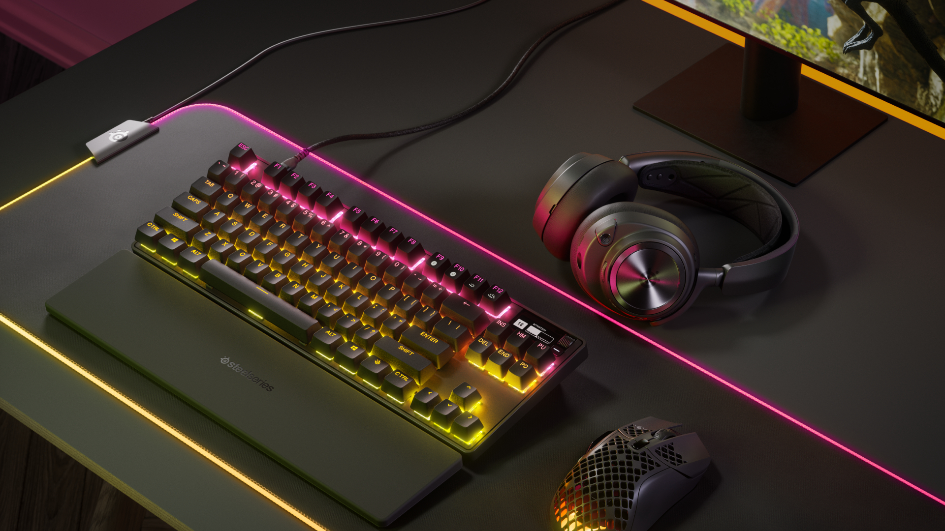 SteelSeries Apex Pro TKL (2023), Mouse, and Headset