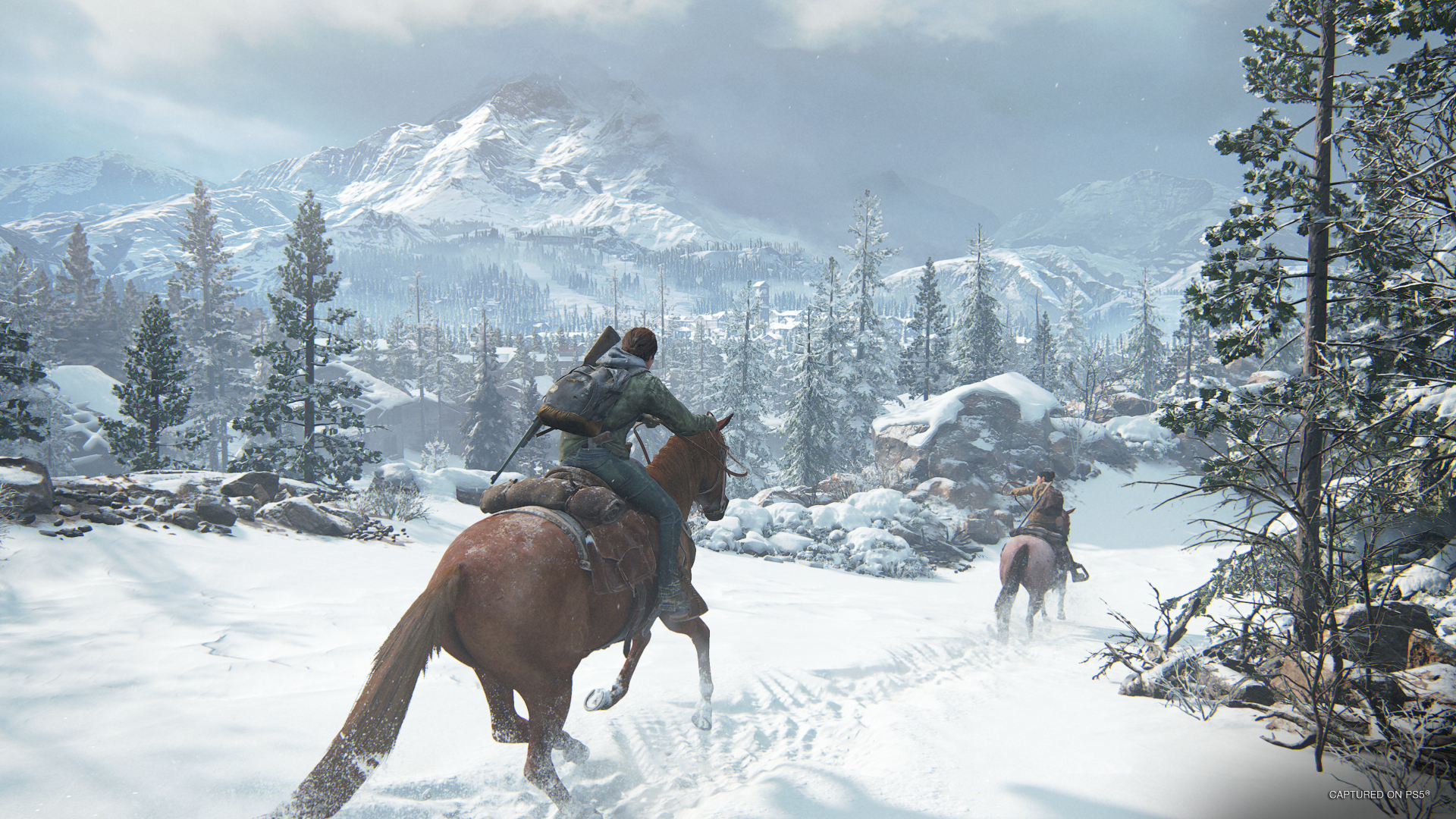The Last of Us Part 2 Remastered Horse Riding in Snow, Captured on PS5