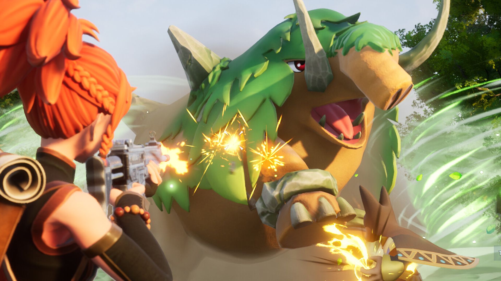 Palworld player shooting an Alpha Pal