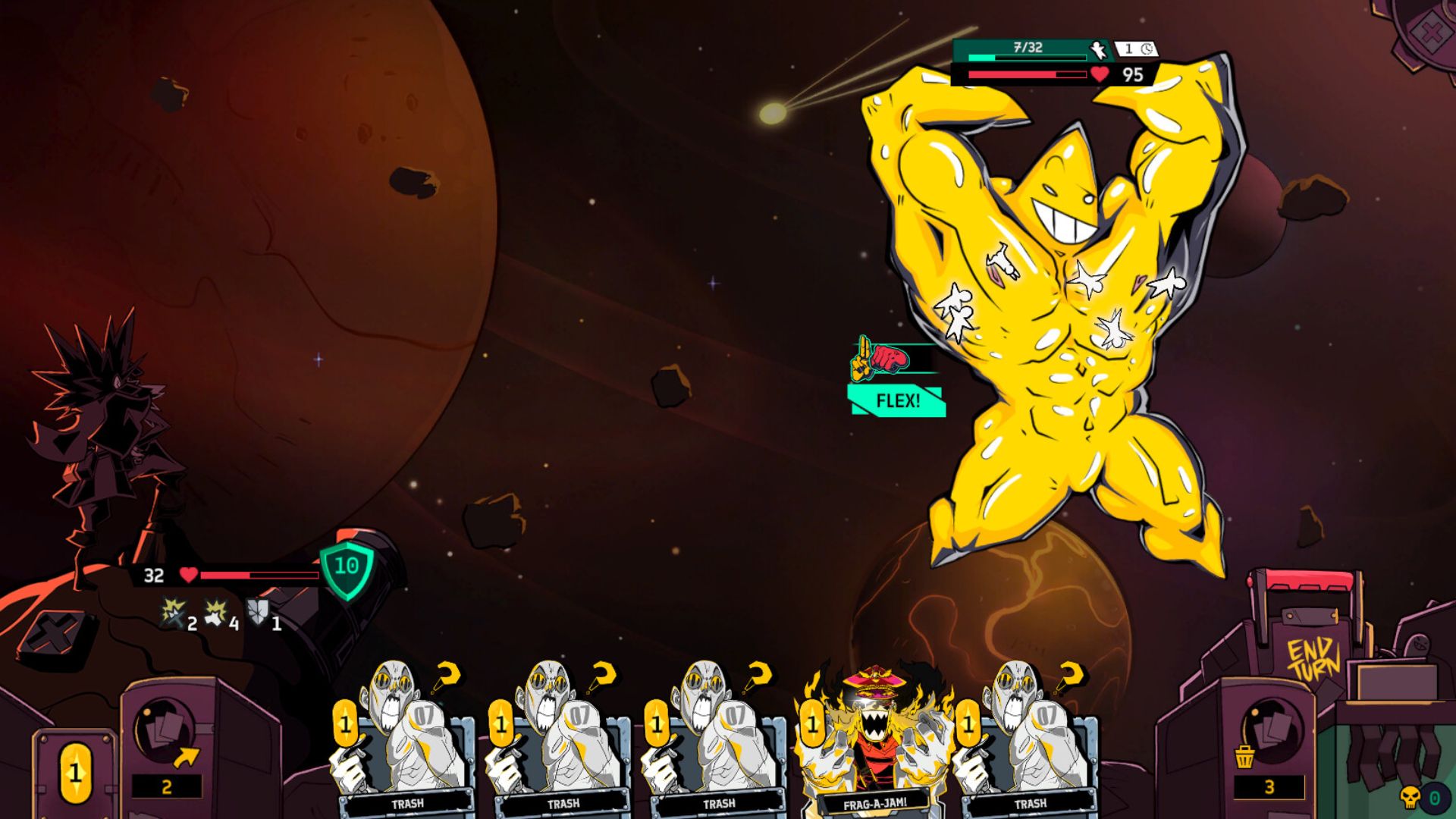 The player fighting a boss in Zet Zillions