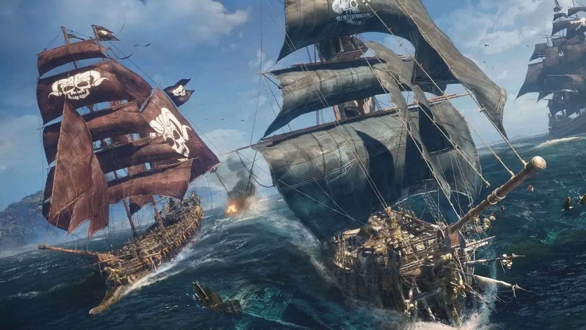Ships shooting at each other in Skull and Bones