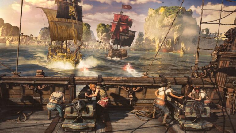 Ships shooting at each other in Skull and Bones
