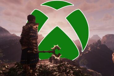 Player looking at the Xbox logo in Enshrouded