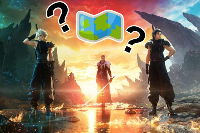 Final Fantasy 7 key art with map open world