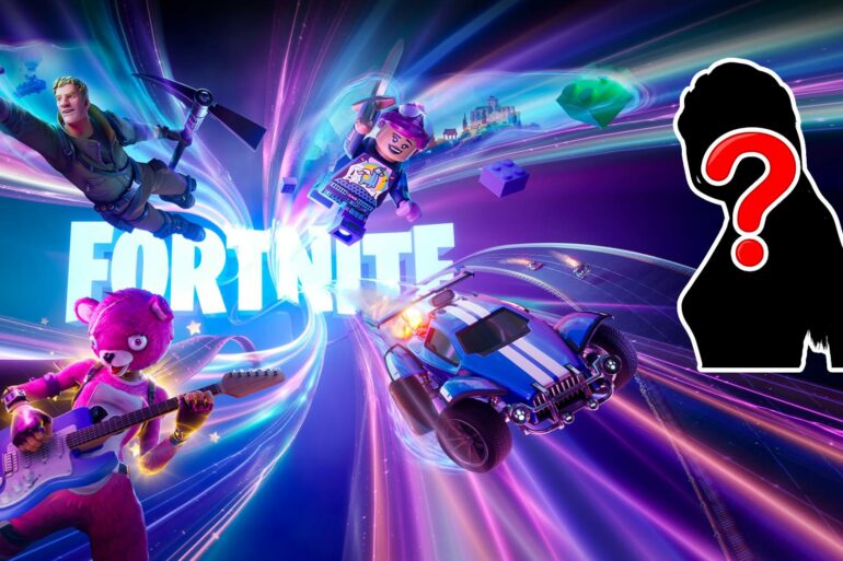 Fortnite mystery screen and silhouette of Lady Gaga