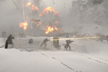 Helldivers 2 Screenshot of Fighting in Snow