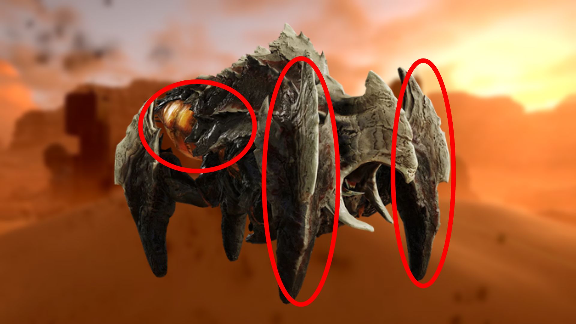 The weakspots on a Charger in Helldivers 2