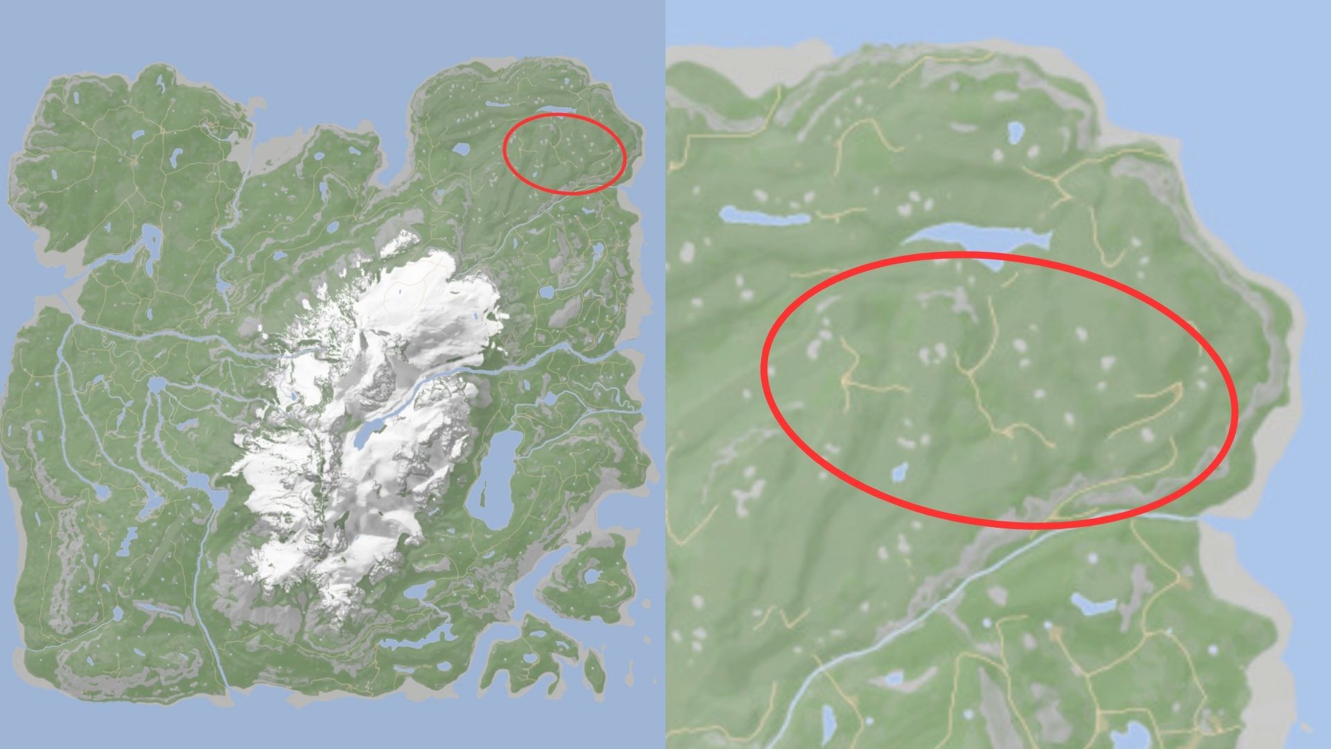 Highlighting Golf Course base location area in Sons of the Forest Map