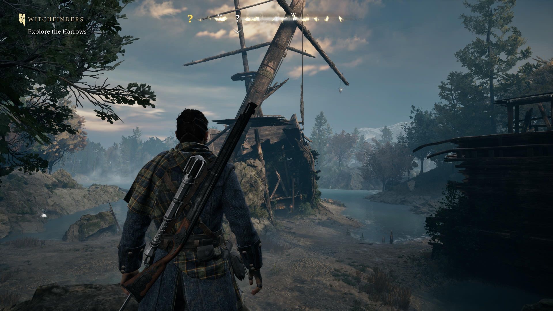 Red overlooking an broken ship in Banishers: Ghosts of New Eden