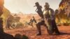 Soldiers killing a Charger in Helldivers 2