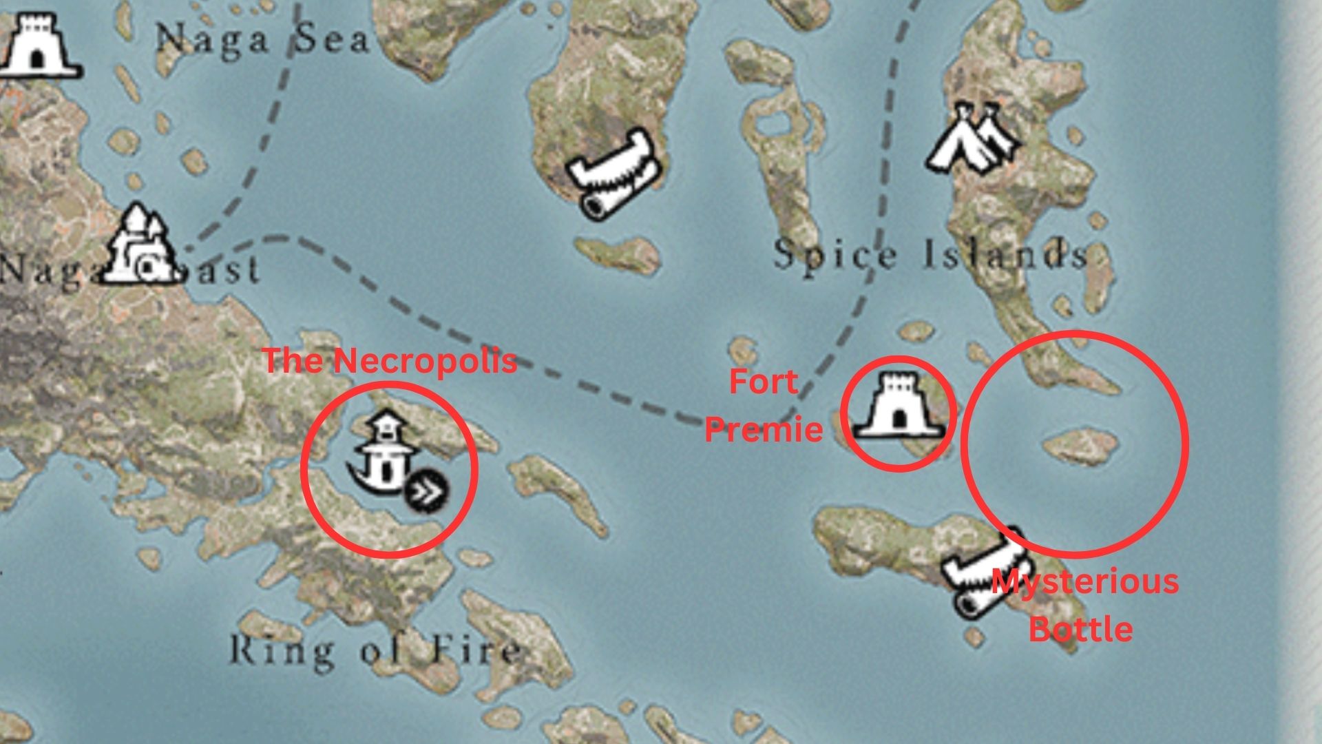 Map locations for Grave News Invesitgation Walkthrough in Skull and Bones