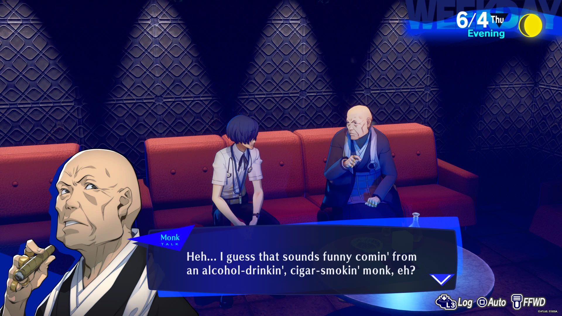 The player talking to a monk