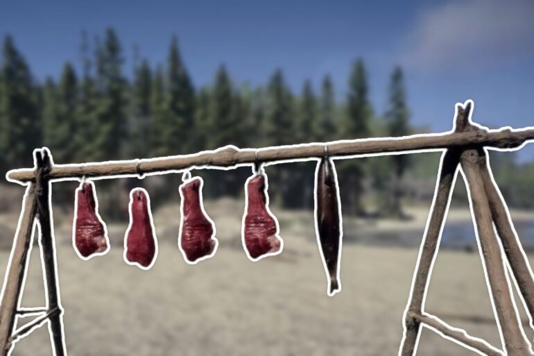 a drying rack in Sons of the Forest