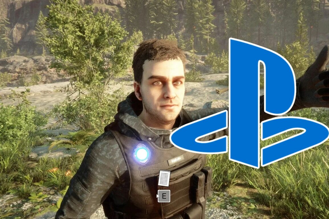 Sons of the Forest character with the PlayStation logo next to him